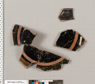 Terracotta fragments of a kylix: Band or lip cup (drinking cup)