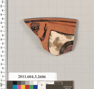 Terracotta rim fragment of a kylix: eye-cup (drinking cup)