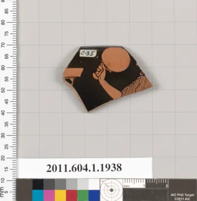 Terracotta rim fragment of a kylix (drinking cup)