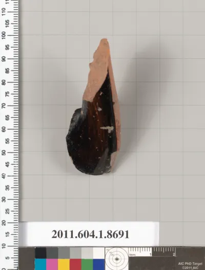 Terracotta fragment of a stemless kylix (drinking cup)