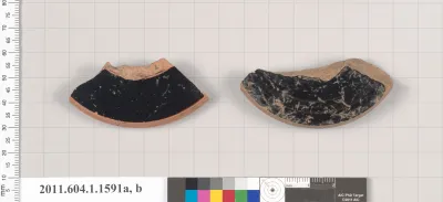 Terracotta fragments of kylikes (drinking cups)