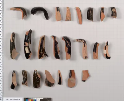 Terracotta fragments of kylikes (drinking cups)