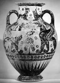 AMPHORA, BELLY, TYPE B (ATHENIAN, BLACK-FIGURE)