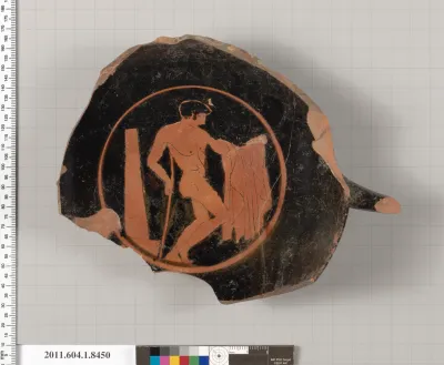 Terracotta fragment of a stemless kylix (drinking cup)