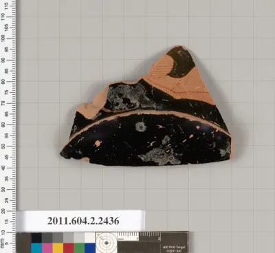 Terracotta fragment of a kantharos (drinking cup with high handles)