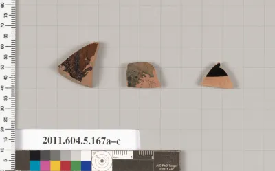 Terracotta fragments of kylikes (drinking cups)