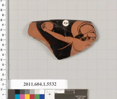 Terracotta rim fragment of a kylix (drinking cup)