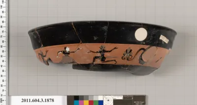 Terracotta fragment of a kylix: Band cup (drinking cup)