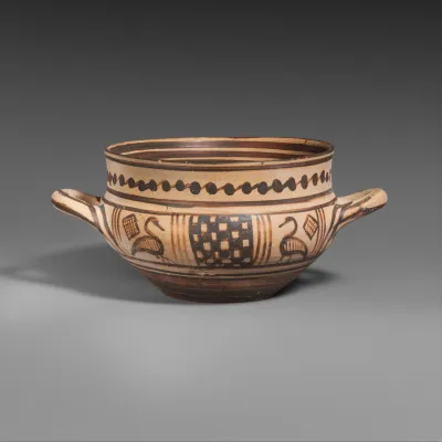 Terracotta skyphos (deep drinking cup)