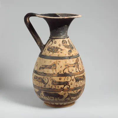 Terracotta oinochoe:olpe (jug)