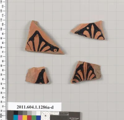 Terracotta fragments of kylikes (drinking cups)