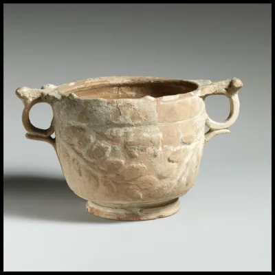 Terracotta lead-glazed skyphos