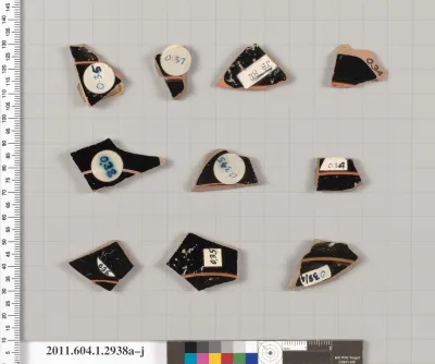 Terracotta fragments of kylikes (drinking cups)