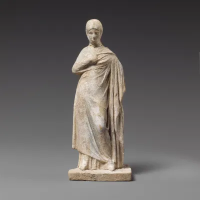 Terracotta statuette of a draped woman
