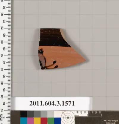 Terracotta rim fragment of a kylix: Band cup (drinking cup)