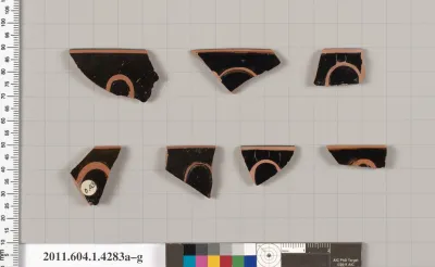 Terracotta rim fragments of kylikes (drinking cups)