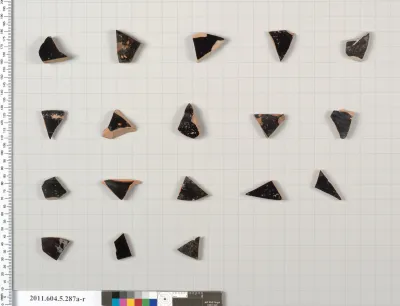 Terracotta fragments of kylikes (drinking cups)