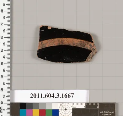 Terracotta fragment of a kylix: Band or lip cup (drinking cup)