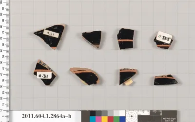 Terracotta fragments of kylikes (drinking cups)