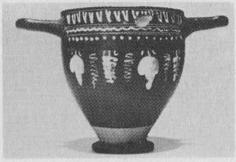 SKYPHOS (SOUTH ITALIAN, GNATHIAN, BLACK GLAZE)