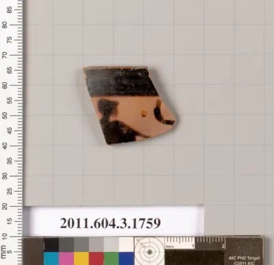 Terracotta rim fragment of a kylix: Band cup (drinking cup)