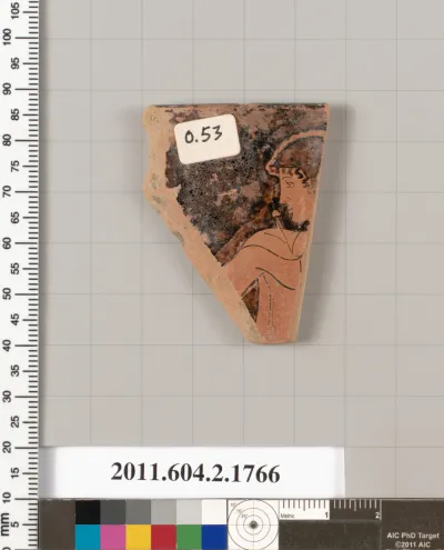 Terracotta rim fragment of a skyphos (deep drinking cup)