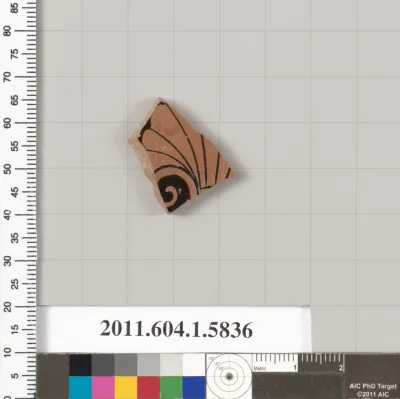 Terracotta fragment of a kylix: eye-cup  (drinking cup)