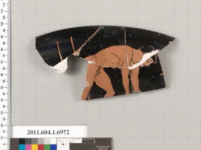 Terracotta rim fragment of a kylix (drinking cup)