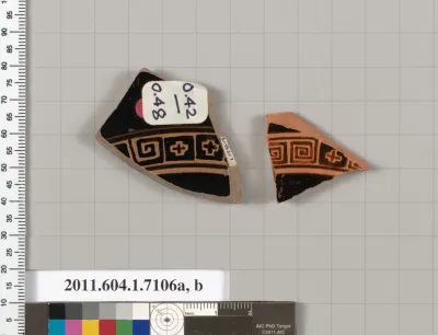 Terracotta fragments of kylikes (drinking cups)