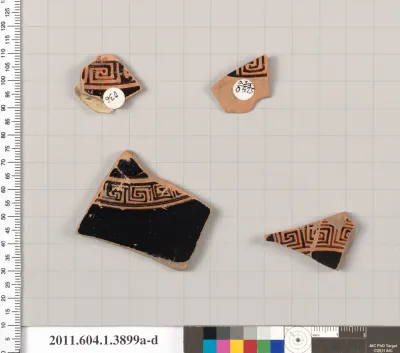 Terracotta fragments of kylikes (drinking cups)