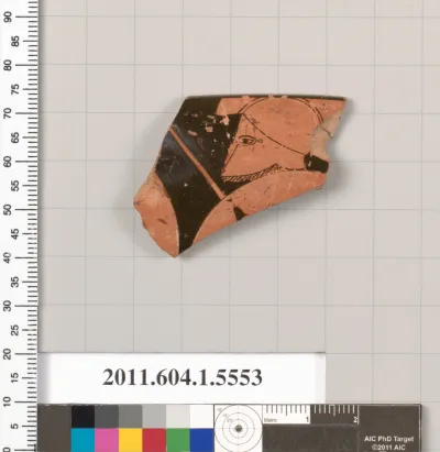 Terracotta rim fragment of a kylix (drinking cup)