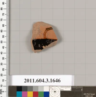 Terracotta fragment of a kylix: Band cup (drinking cup)