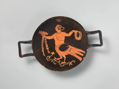 Terracotta stemless kylix (drinking cup)