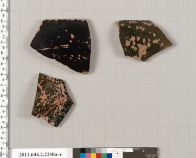 Terracotta fragments of pots; unglazed on the inside