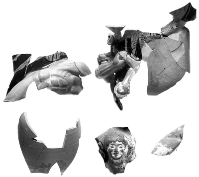 Attic Red-Figure Plastic Kantharos Fragments (comprised of 10 joined fragments)