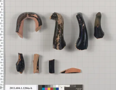 Terracotta fragments of kylikes (drinking cups)