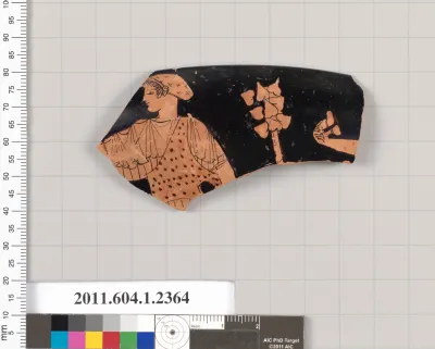 Terracotta rim fragment of a kylix (drinking cup)