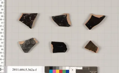 Terracotta fragments of kylikes (drinking cups)