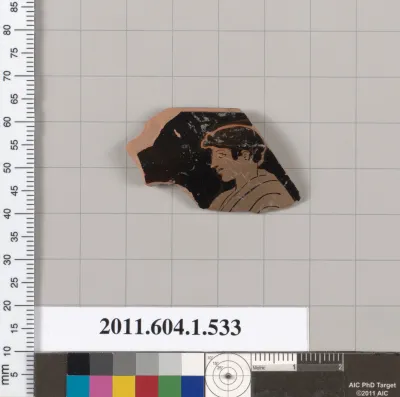 Terracotta rim fragment of a kylix (drinking cup)