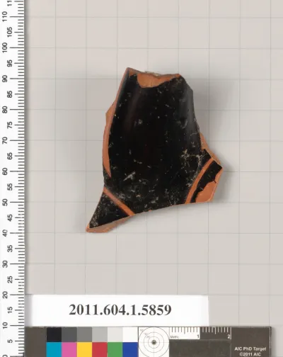 Terracotta fragment of a kylix: eye-cup  (drinking cup)