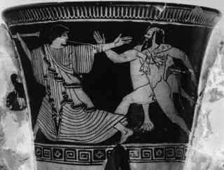 FIGURE VASE (ATHENIAN, RED-FIGURE)