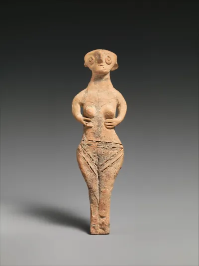 Terracotta statuette of a nude woman