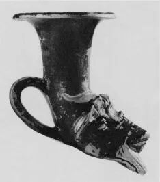 FIGURE VASE (BOEOTIAN, BLACK GLAZE)