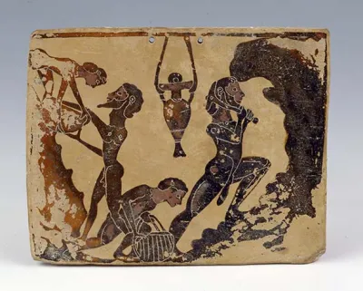 Pinax, Tongrube (Korinthisches Votivtäfelchen (Pinax))