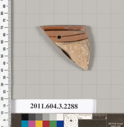 Terracotta rim fragment of a kylix: eye-cup (drinking cup)