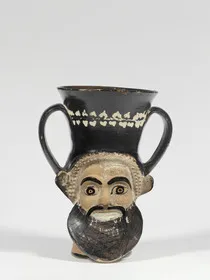 FIGURE VASE, KANTHAROS (ATHENIAN, RED-FIGURE)
