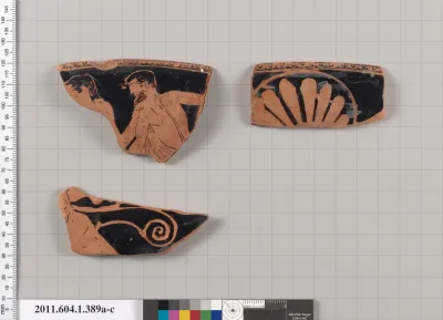 Terracotta rim fragments of a kylix (drinking cup)