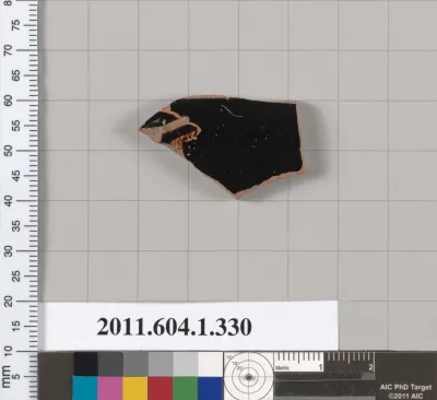 Terracotta rim fragment of a kylix (drinking cup)