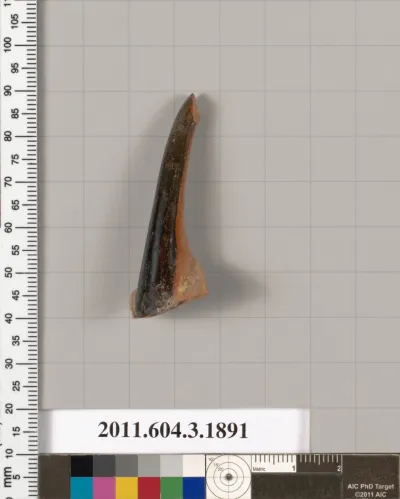 Terracotta fragment of a kylix (drinking cup) or a skyphos (deep drinking cup)?