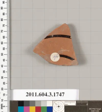Terracotta fragment of a kylix: Band or lip cup (drinking cup)
